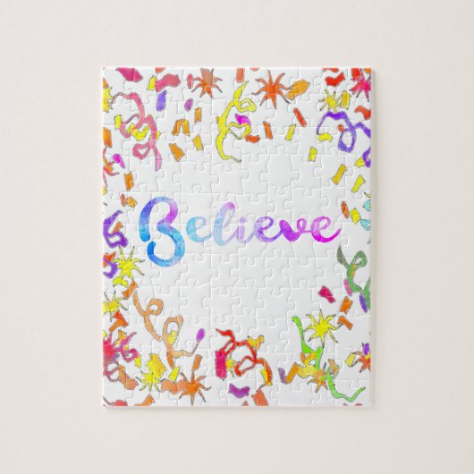 Geloof Waterverf Typografische Confetti Legpuzzel (Verticaal)