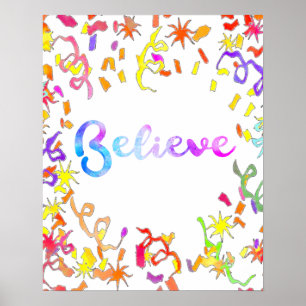 Geloof Waterverf Typografische Confetti Poster