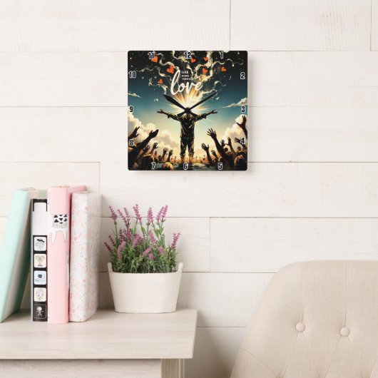 Geloof werkt door liefde. Galaten 5:6 Vierkante Klok (Leeskamer)