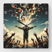 Geloof werkt door liefde. Galaten 5:6 Vierkante Klok (Voorkant)