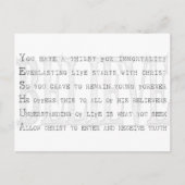 Geloof Yeshua. Christelijk Briefkaart (Voorkant)