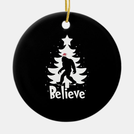 Geloof Yeti Bigfoot Sasquatch Kerstkerstkerstkerst Keramisch Ornament (Voorkant)