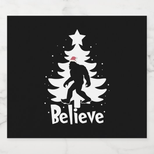 Geloof Yeti Bigfoot Sasquatch Kerstkerstkerstkerst Sparkling Wijnetiket (Enkel label)