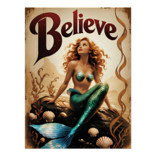 Geloof  zeemeermin kunst Ocean Dream Perfect Poster