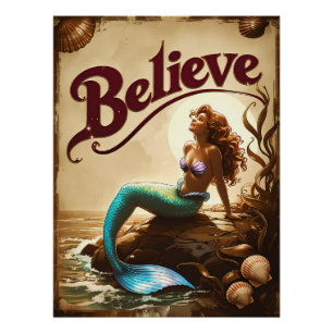 Geloof Zeemeermin Tijdloze Oceaaninspiratie Perfect Poster