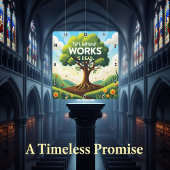 Geloof zonder werken is dood vierkante klok