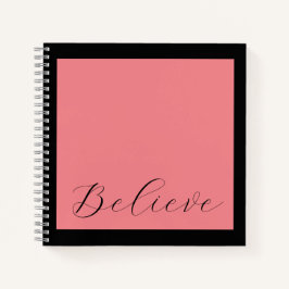 'Geloof' Zwart Script Koraal Roze Achtergrond Notitieboek