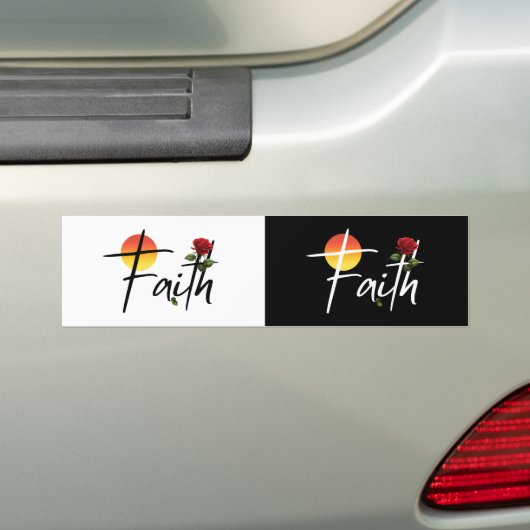 Geloof Zwarte typografie met roos Bumpersticker (Op auto)