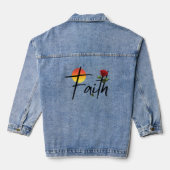 Geloof Zwarte Typografie Met Roos Denim Jacket (Achterkant)