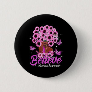 Geloof Zwarte Vrouwen Zonnebloem Haar Overdosis Aw Ronde Button 5,7 Cm