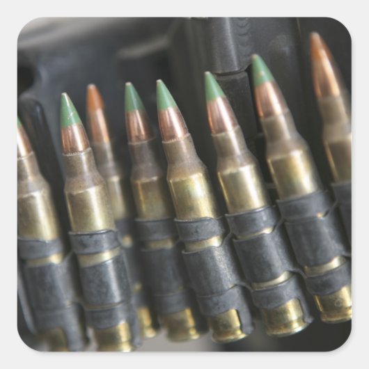 Geloofde kogels voor een M-249-kraampautomatische  Vierkante Sticker (Voorkant)