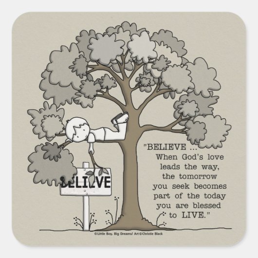 GELOOFEN OM TE LEVEN VIERKANTE STICKER (Voorkant)