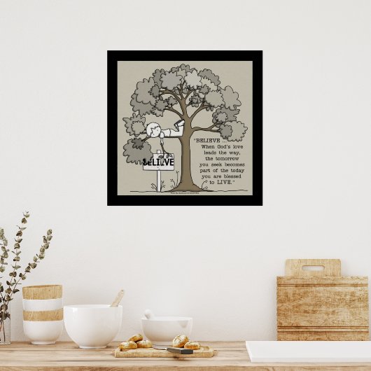 GELOOFEN TOT LEVEN-vierkant met zwarte grens Poster (Keuken)