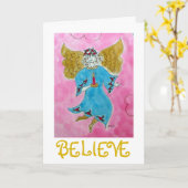 Geloofsengel - kerstkaart kaart (Gele Bloem)