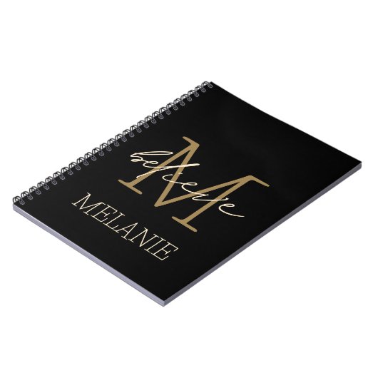 Gelooft aanmoediging Gold Monogram naam Notitieboek (Linkerzijde)