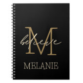 Gelooft aanmoediging Gold Monogram naam Notitieboek (Voorkant)