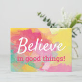 Gelooft in goede dingen Positieve Waterverf prijso Bedankkaart (Staand voorkant)