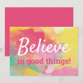Gelooft in goede dingen Positieve Waterverf prijso Bedankkaart (Voorkant / Achterkant)