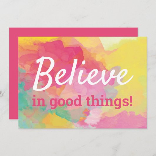 Gelooft in goede dingen Positieve Waterverf prijso Bedankkaart (Voorkant / Achterkant)