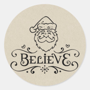 GELooft Rustieke SANTA Kerstvakantie Favoriete Tra Ronde Sticker