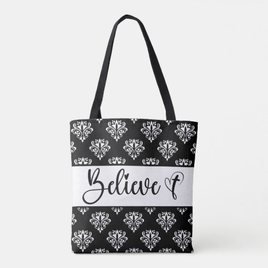 Gelooft u Christelijk moderne zwarte witte dodevra Tote Bag (Achterkant)