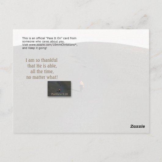 Gelooft u dat ik in staat ben? briefkaart (Achterkant)