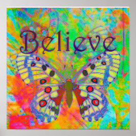 Gelooft u de kleurrijke vlinder hangende tapestry poster