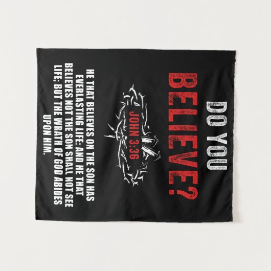 Gelooft u? Johannes 3:36 Bijbelvers Wandkleed (Voorkant (horizontaal))