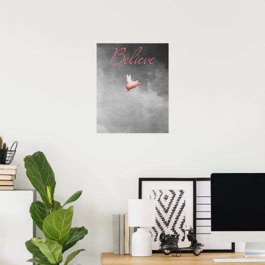 geloofvliegende varken poster (Thuiskantoor)