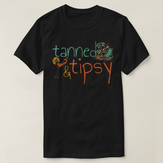 Gelooid en Tipsy Grappige Zomer Cocktail Beach Vin T-shirt (Design voorkant)