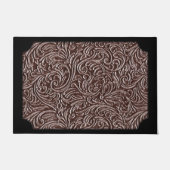 Gelooid leder Donker bruin chocolade Robuuste blik Deurmat (Voorkant)
