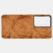 Gelooide rode bruine Wereldkaart met gelooid leder Samsung Galaxy Hoesje (Linkerkant)