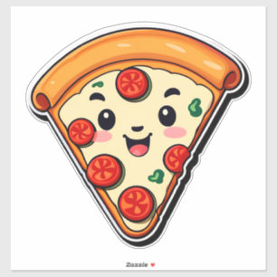 Gelootte Cartoon Pizza Met Pepperoni Sticker