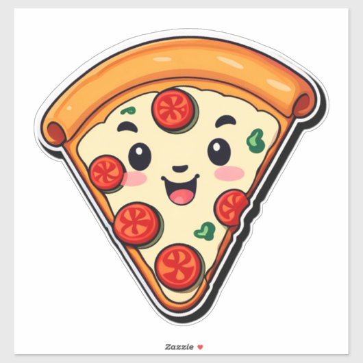 Gelootte Cartoon Pizza Met Pepperoni Sticker (Vel)
