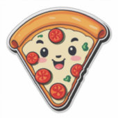Gelootte Cartoon Pizza Met Pepperoni Sticker (Voorkant)