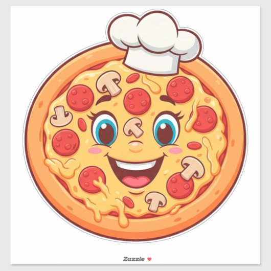 Gelootte Cartoon Pizza Met Pepperoni Sticker (Vel)