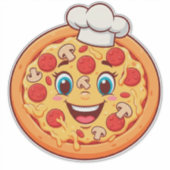 Gelootte Cartoon Pizza Met Pepperoni Sticker (Voorkant)
