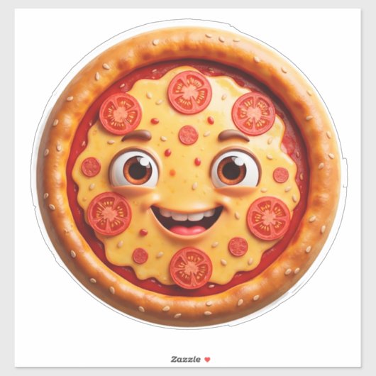 Gelootte Cartoon Pizza Met Pepperoni Sticker (Vel)