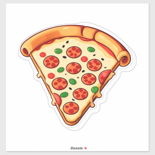 Gelootte Cartoon Pizza Met Pepperoni Sticker (Vel)