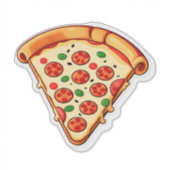 Gelootte Cartoon Pizza Met Pepperoni Sticker (Voorkant)