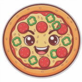 Gelootte Cartoon Pizza Met Pepperoni Sticker (Voorkant)