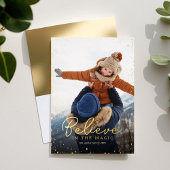 geloven | Gouden Glitz foto overlay Folie Feestdagenkaart
