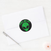 GELOVEN - GROEN BUITENAARDS HOOFDONTWERP RONDE STICKER (Envelop)