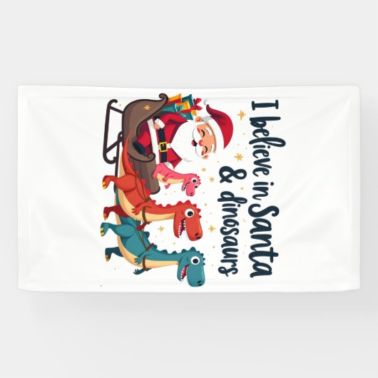 geloven in de Kerstman en dinosaurussen (Santa rij Spandoek (Horizontaal)