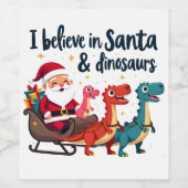 geloven in de Kerstman en dinosaurussen (Santa rij Wijn Etiket (Enkel label)
