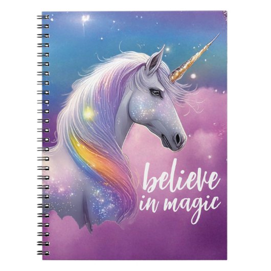 Geloven in Magic Glitter Unicorn Cosmic Fantasy Notitieboek (Voorkant)