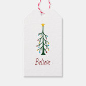 Geloven Kerst Schattigee Hand getekend Evergreen T Cadeaulabel (Voorkant)