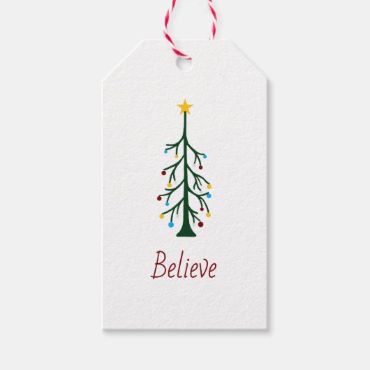 Geloven Kerst Schattigee Hand getekend Evergreen T Cadeaulabel (Voorkant)