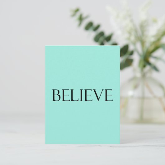 Geloven Quotes Aqua Blue Inspiratie Geloof Quote Briefkaart (Staand voorkant)