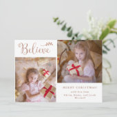 geloven | Roos Gouden Kerstfoto Collage Feestdagenkaart (Staand voorkant)